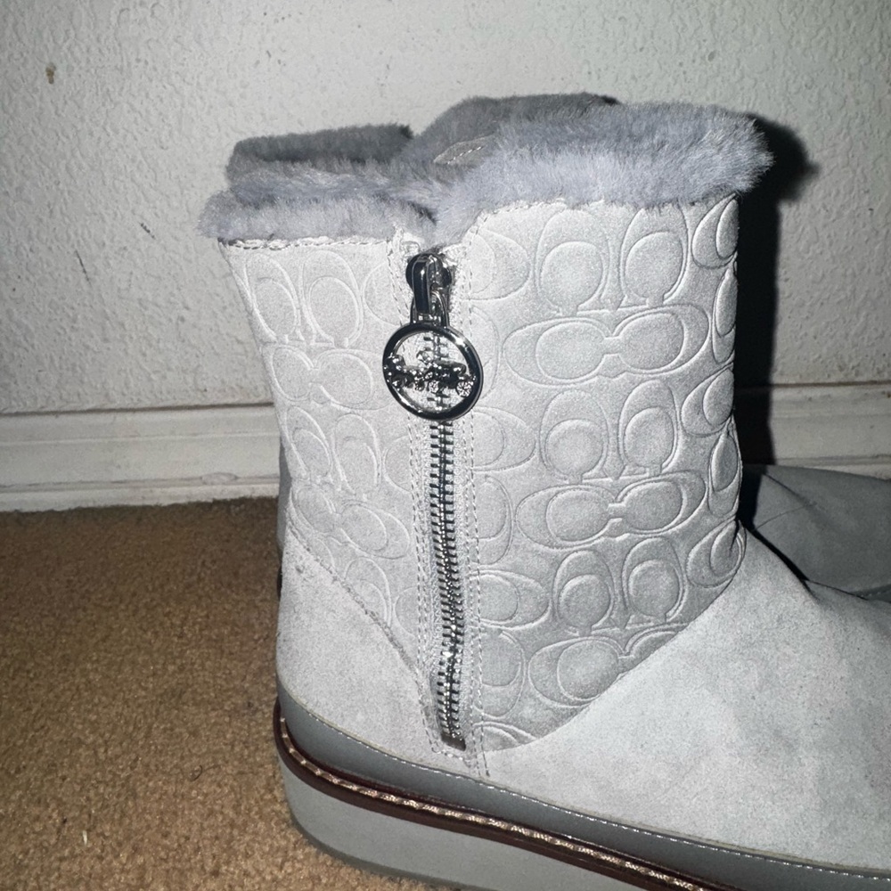 Coach Isa Monogram Suede Faux Fur Lined Boot. - Picture 2 of 7